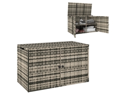 Cofre De Ratán 350l, 2 Niveles, Caja Para Cojines Con Tapa Y Asas, Resistente A Uv, Ideal Para Jardín Y Terraza, Gris Mezclado