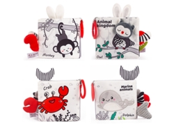 Vlola-libro De Tela Para Bebés 0-1 Año Estimulación Visual Y Táctil Cola Blanca Y Negra Océano Gris Educación Temprana