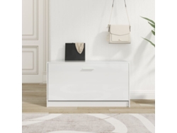 Banco Zapatero Organizador en Derivados de Madera Blanco Brillante 80X24X45 Cm