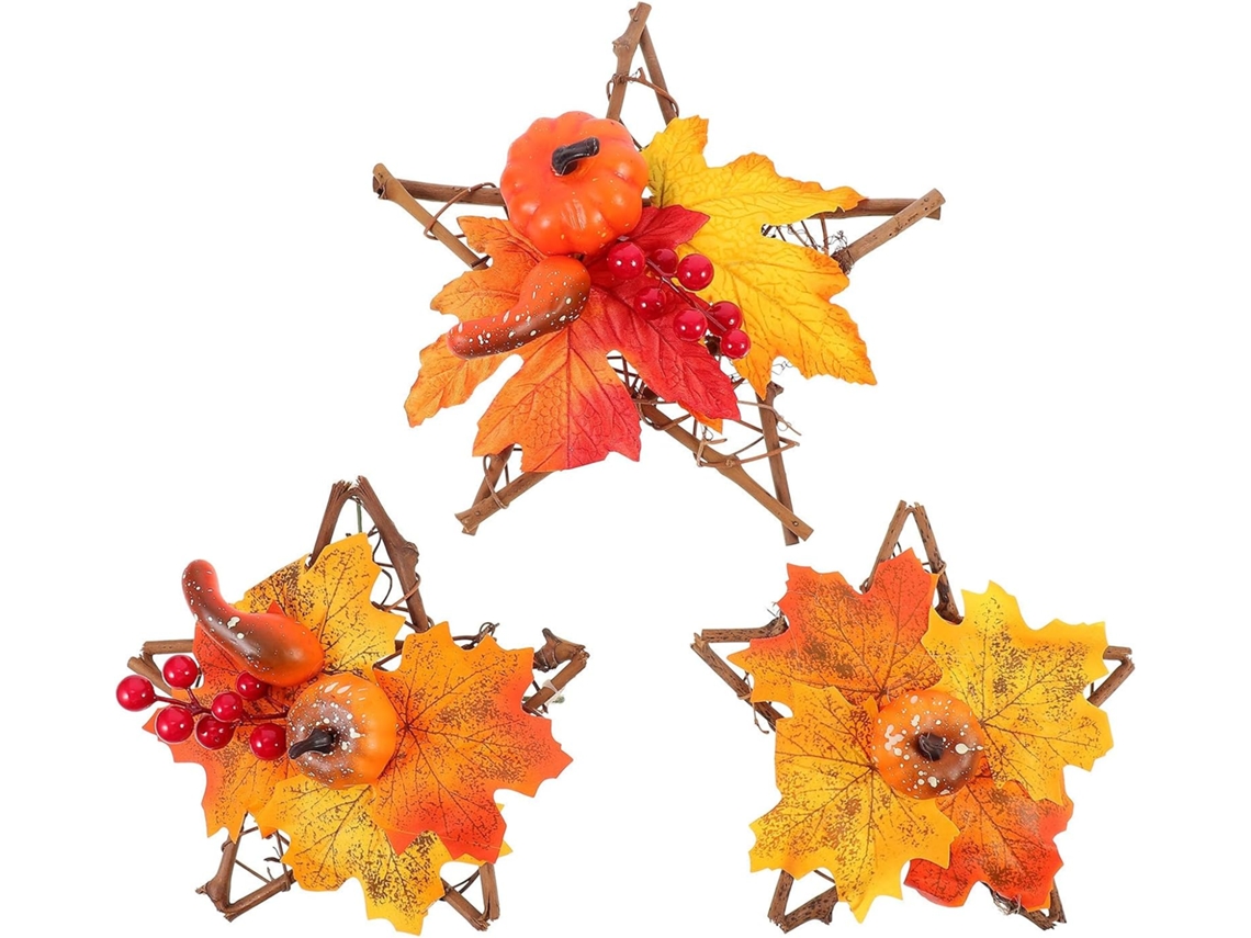 Corona De Halloween Con Estrella De Cinco Puntas, 3 Piezas, Decoración Colgante De Calabaza