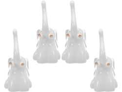 Juego de 4 protectores de inodoro de cerámica blanca con diseño de elefante, Ac Gokoco