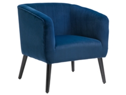 Poltroncina Moderna Sedia Imbottita Stile Nordico, Cobertura Em Velluto E Gambe Em Legno, Azul, 70,5x70x76cm