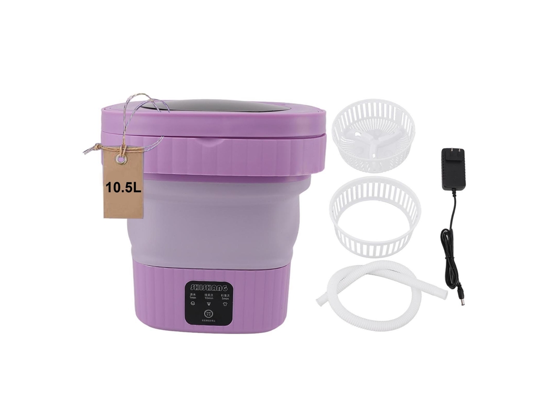 Lavadora Plegable De 10,5 L, Automática, Portátil, Mini, De Secado Suave Con Manguera De Desagüe Morada.