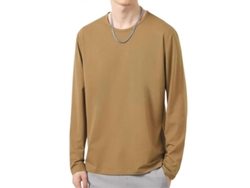 Camiseta Hombre Manga Larga Cuello O Invierno/otoño Slim Talla 3xl Caqui Poliéster 3xl Caqui