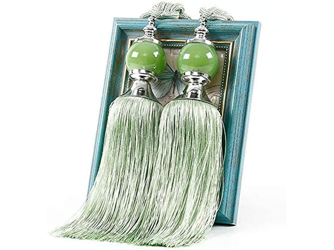 Elegante Sujetador De Cortina Con Borla, Anclaje Y Diseño Decorativo (verde Claro).