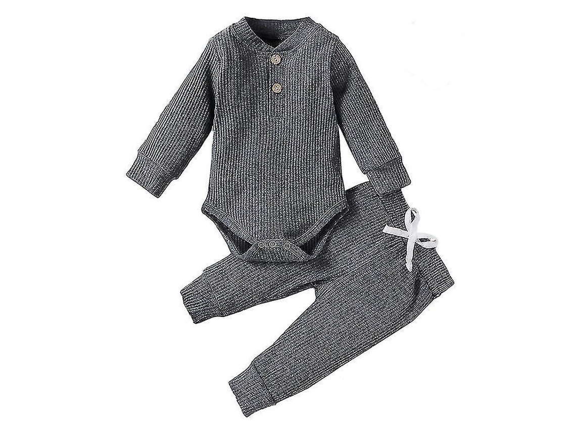 2026-conjunto Niño 2 Piezas Cuello Redondo Manga Larga Pantalones Cintura Elástica Verano