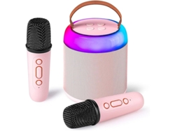 Mini máquina de karaoke para adultos y niños, altavoz Bluetooth portátil con 2 micrófonos inalámbricos y luces LED para fiestas familiares Yizhood