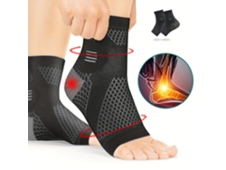 (Negro M) 1 par de calcetines de compresión hasta el tobillo con soporte para el arco y diseño de punta abierta.