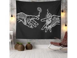Rebe-tapiz De Pared Con Manos Florales Blanco Y Negro Psychedelic Boho, Decoración De Tela Multiusos (100x75cm)