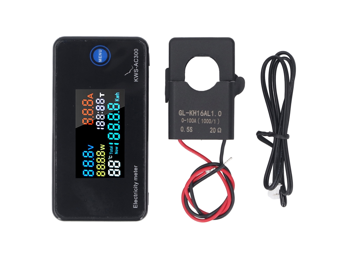 Multímetro Digital, Medidor De Energía, Ac50-300v, 0-100a, Potencia, Voltaje, Temperatura, Pantalla Lcd.