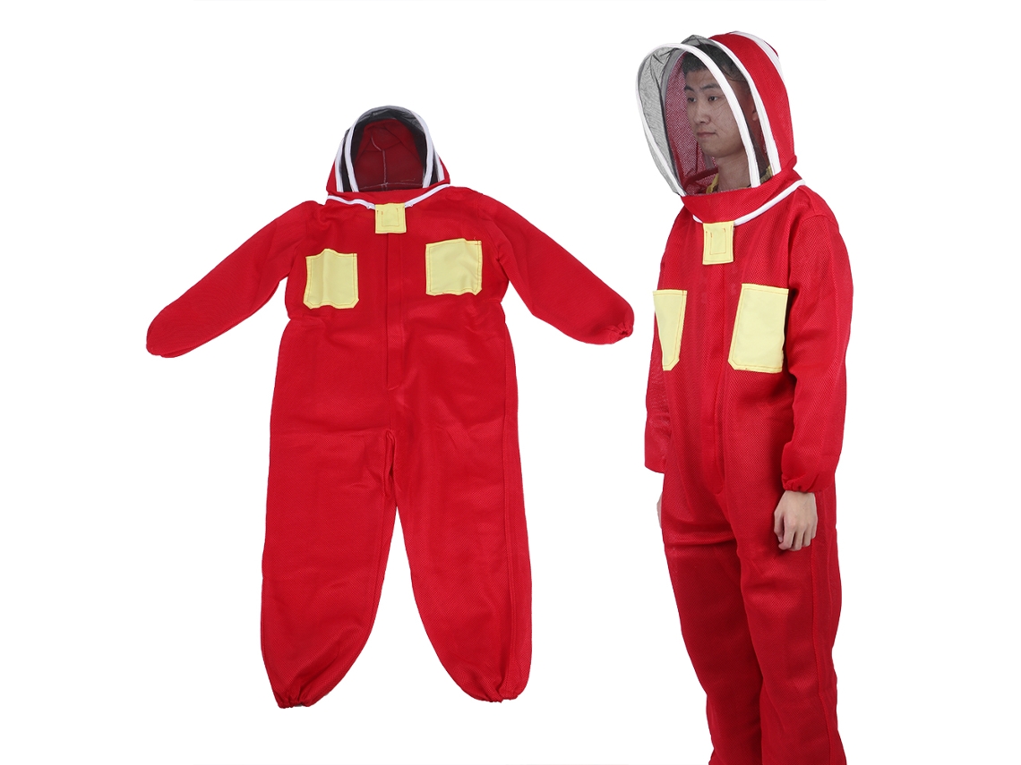 Traje Protector Rojo De Apicultor Con Doble Cremallera, Xxl De Malla Transpirable.