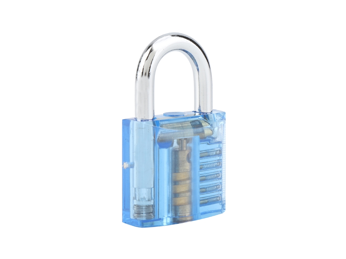 KOFIHETY Juego de candados transparentes con llave y gancho de extracción para práctica de apertura, corte instructivo, herramienta azul