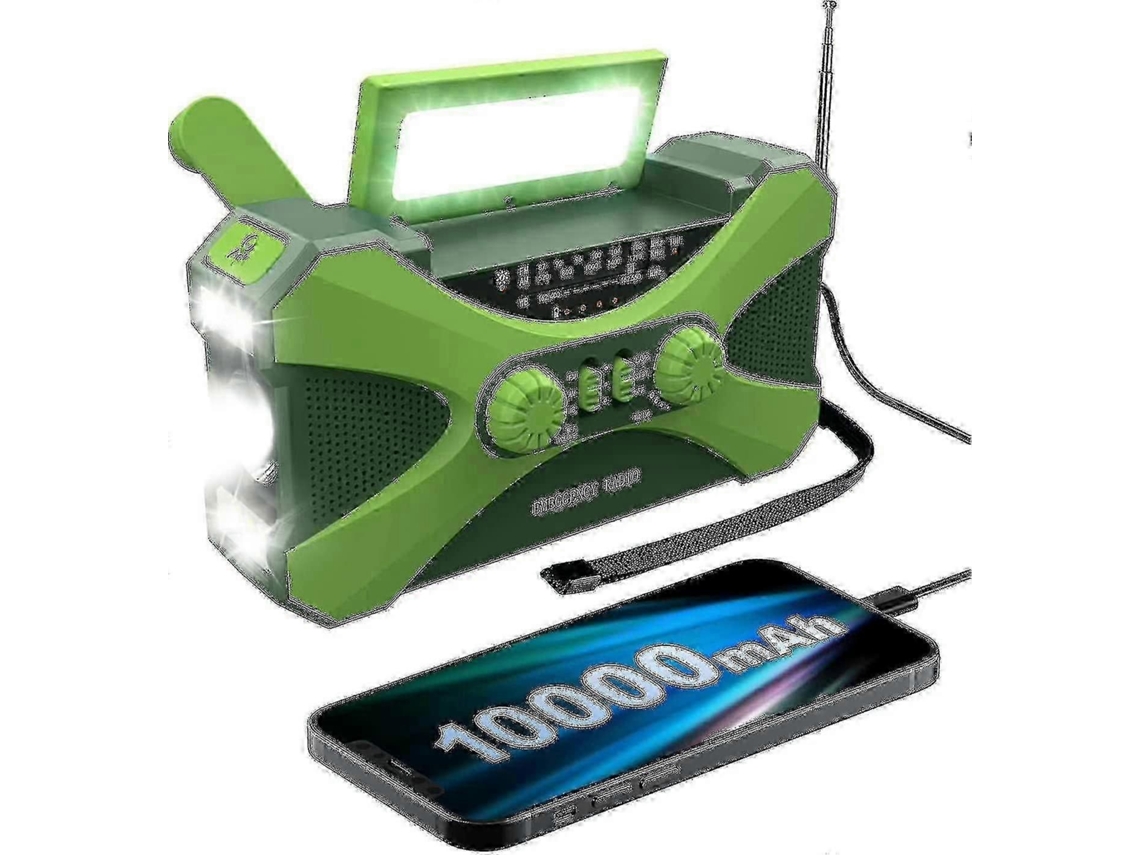Radio de emergencia de 10000 mAh, radio solar con manivela, radio portátil AM/FM/NOAA con pronóstico del tiempo, cargador de teléfono celular y linterna Zxin 26s