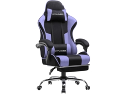 Silla de oficina Gtplayer para gaming, de tela, ergonómica, con reposapiés, reposacabezas y cojín lumbar, color morado