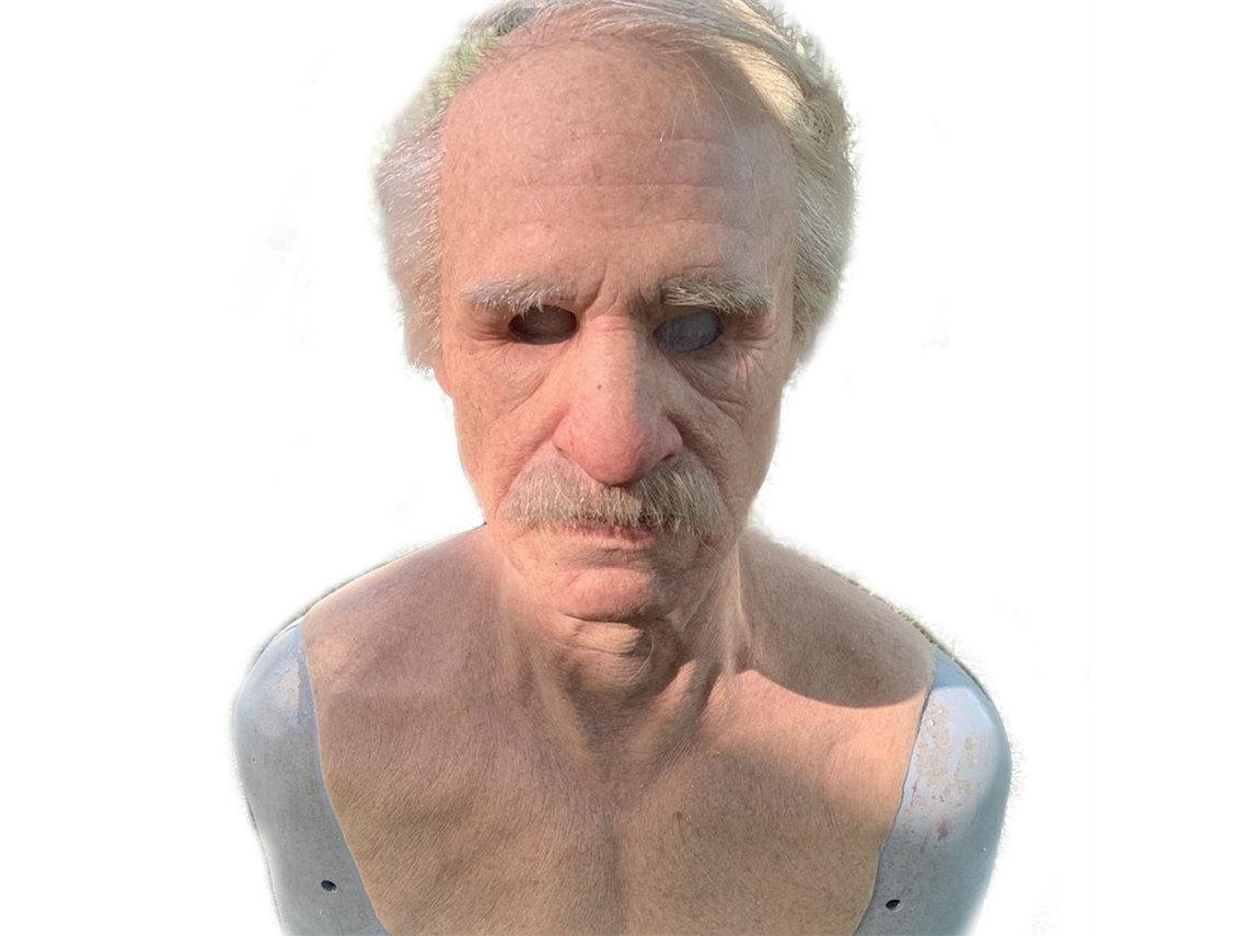 Peluca realista de anciano en 3D, máscara, accesorios de Halloween, color plata, ¡en oferta!