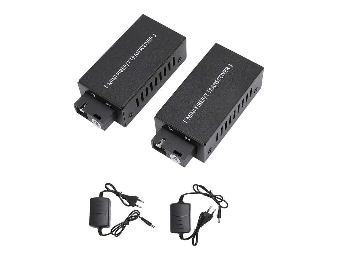 Convertidor De Medios Ethernet Mini Transceptor Fibra Óptica Monomodo 25km 100m Sc 5v1a