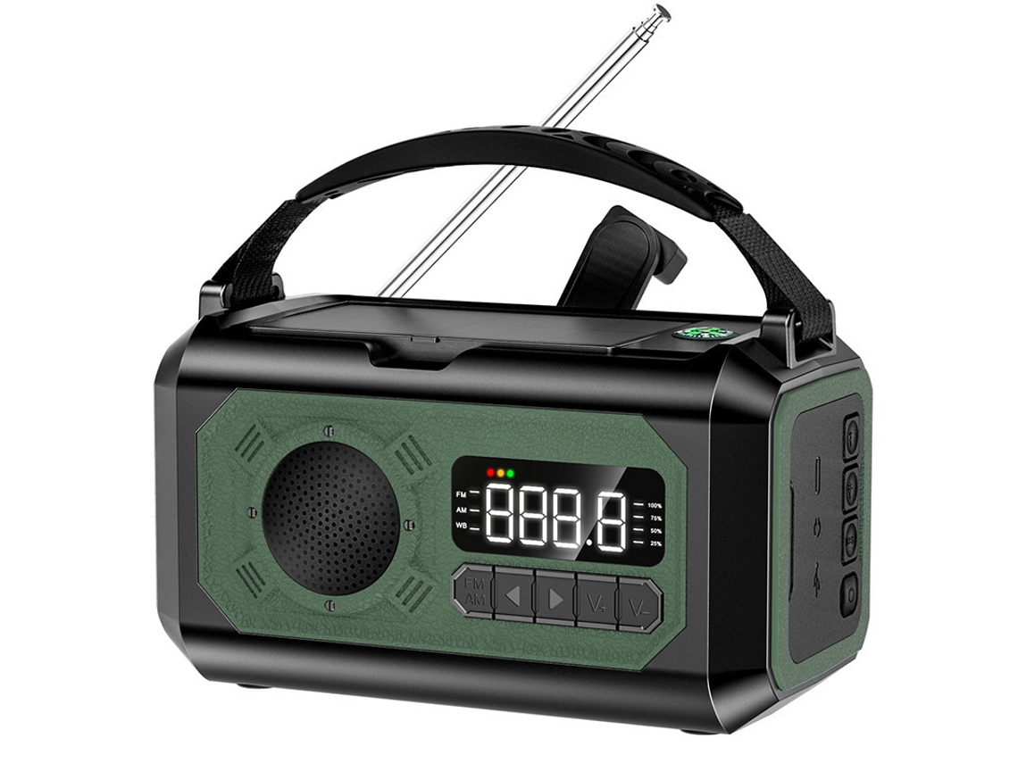 Radio de emergencia portátil Viewleaf con manivela de 15000 mAh, energía solar, linterna LED AM/FM/NOAA y banco de energía para uso en exteriores