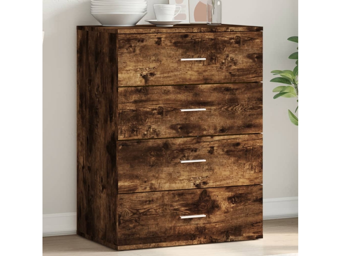 Aparador De Madera De Ingeniería Roble Ahumado 60x39x80 Cm