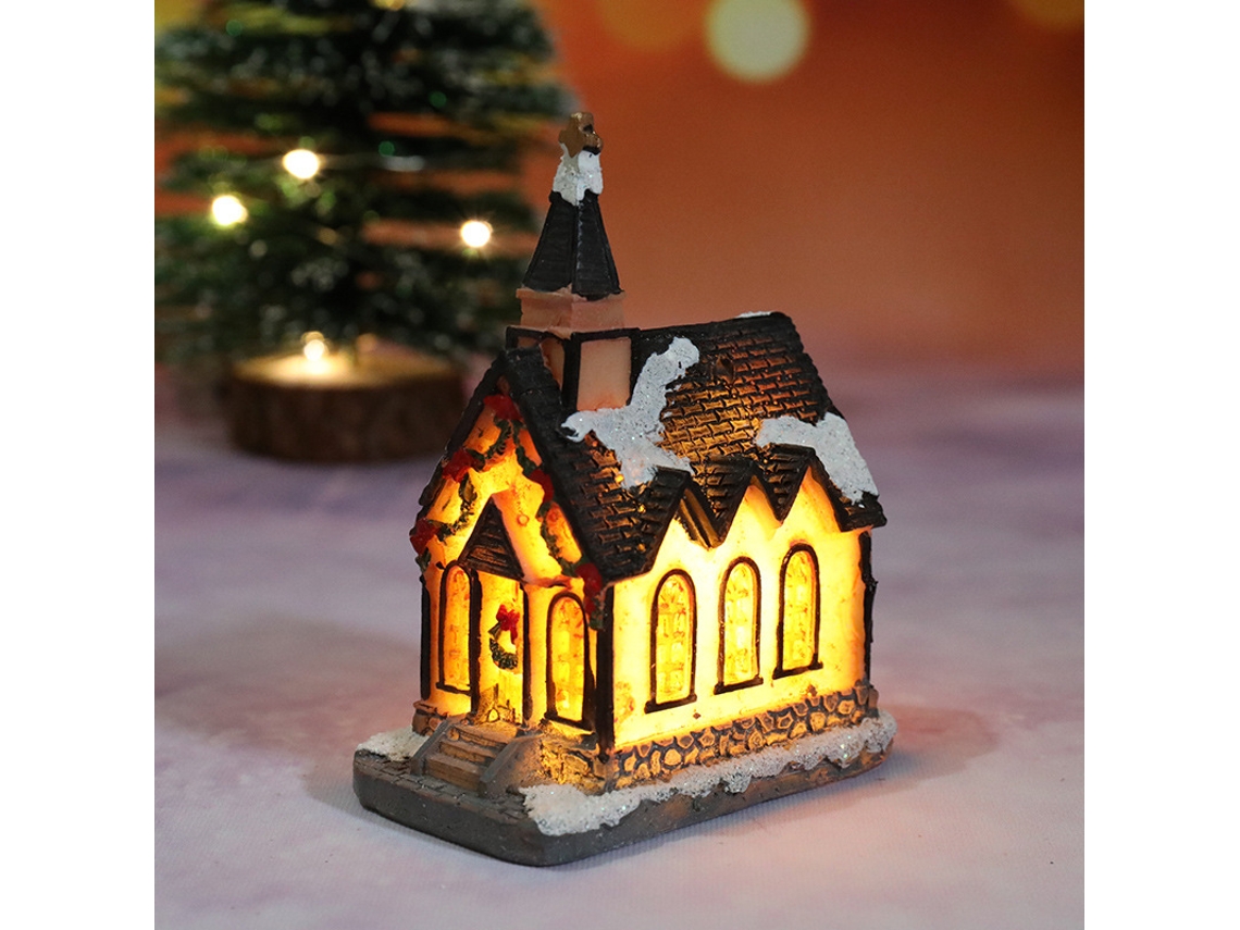 Decoración navideña de resina para casa Yuysan con luces, estilo B