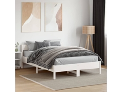 Estructura De Cama Sin Colchón Madera De Pino Blanco 135x190 Cm