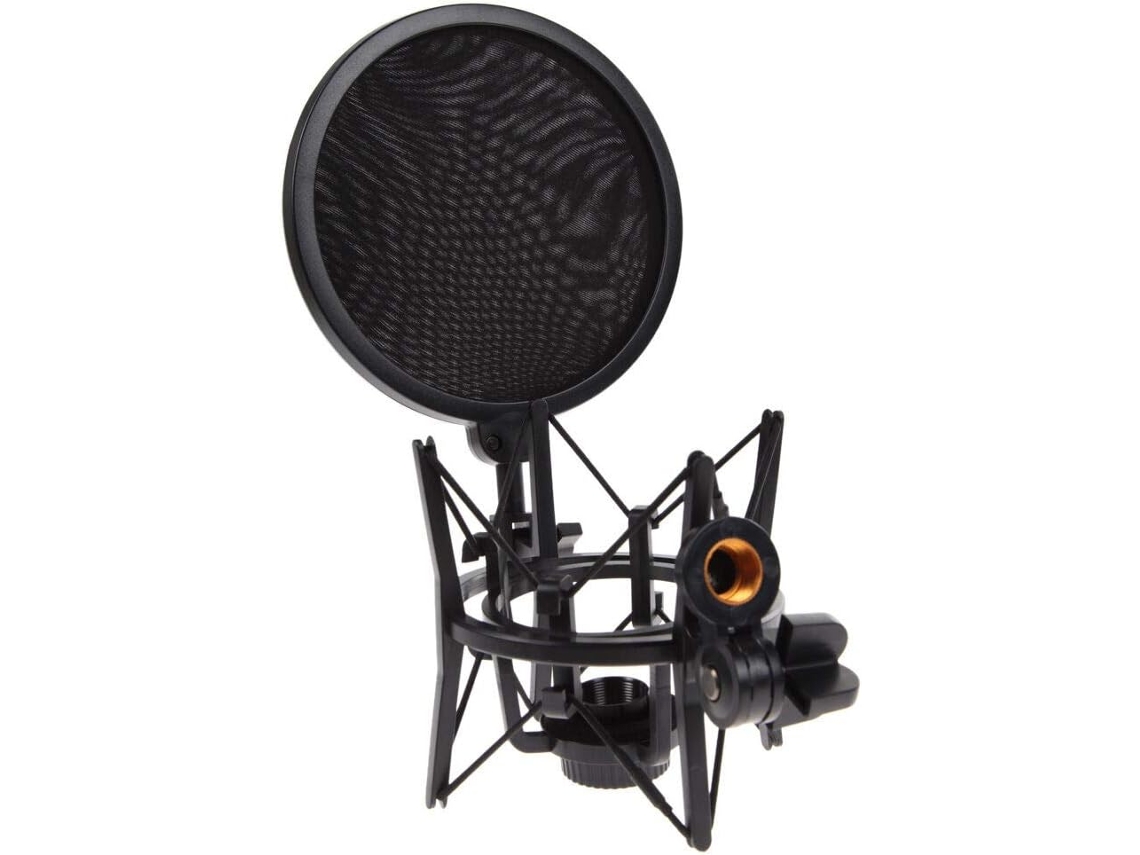 Soporte De Micrófono Profesional Con Cabezal Articulado Y Protector Para Retransmisiones De Estudio.