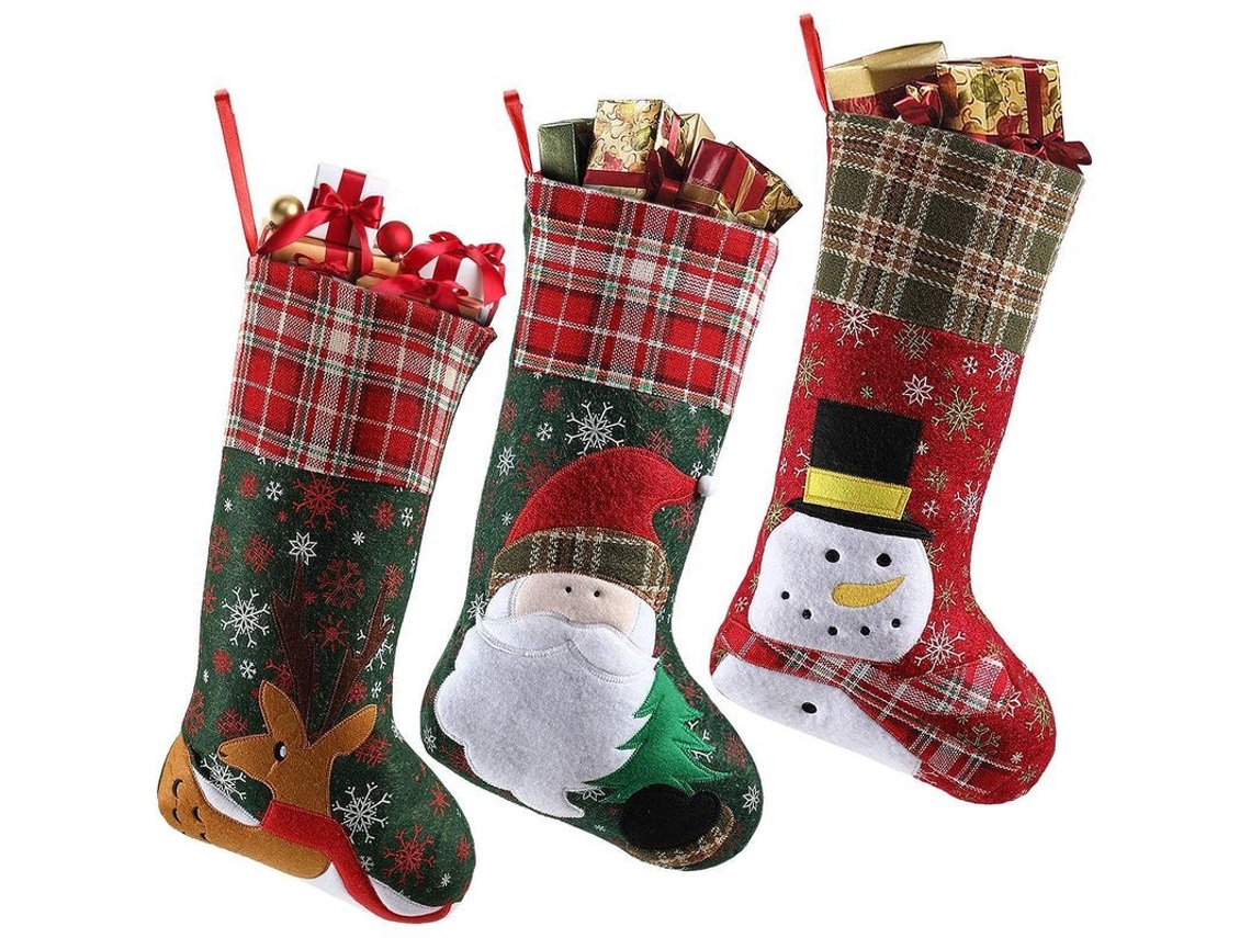 2026-medias De Navidad Linjou 3 Piezas, Decoración De Árbol De Navidad Y Fiestas, Regalos Para Niños