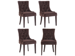 Conjunto de 4 sillas de comedor terciopelo marrón Aberdeen/antiguo CLP