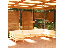 Conjunto de jardín de 10 piezas con cojines de pino crema DKD Home Decor