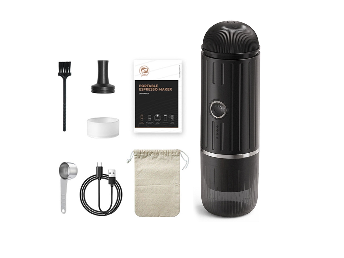 Cafetera portátil con calentamiento inalámbrico y presión de 19 bares