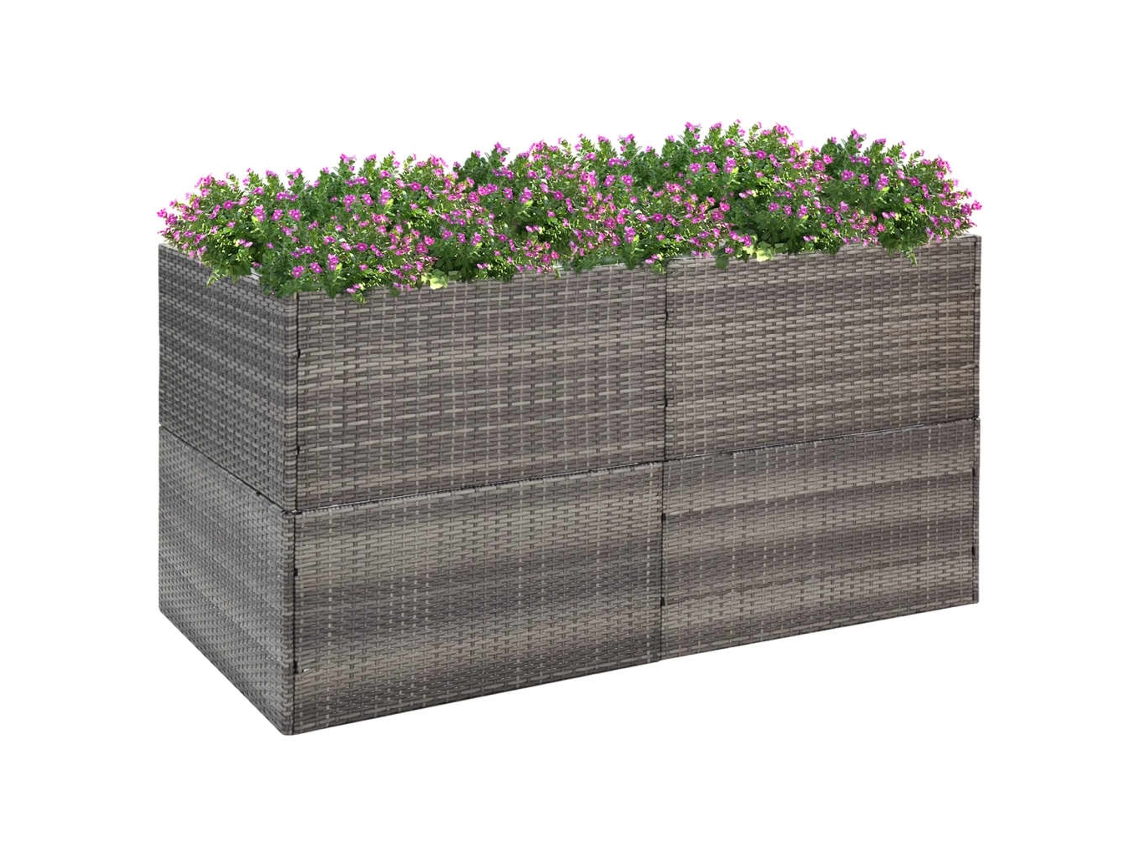 Maceta/Jardinera de Jardín 157X80X80 Cm Mimbre Piel Gris