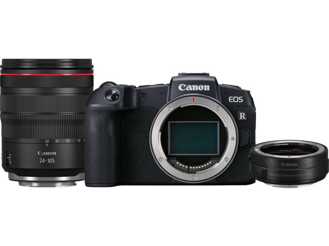 Kit Cámara Mirrorless CANON EOS RF + 24-105mm f/4 LIS USM + Adaptador EF-EOS R (26.2 MP - Sensor: Full-Frame - ISO: Auto 100 - 40 000)