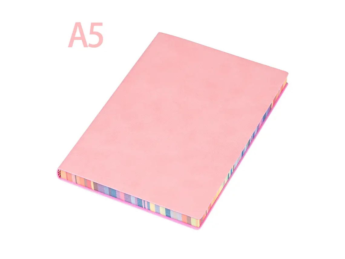 (rosa A5) Cuaderno Con Borde De Arcoíris, 200 Páginas De Papel Rayado, Adecuado Para Apuntes De Estudiantes.