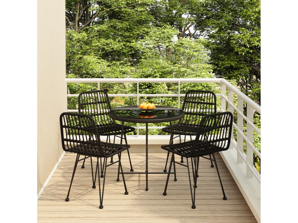 Juego de comedor de jardín de 5 piezas DKD Home Decor en mimbre negro