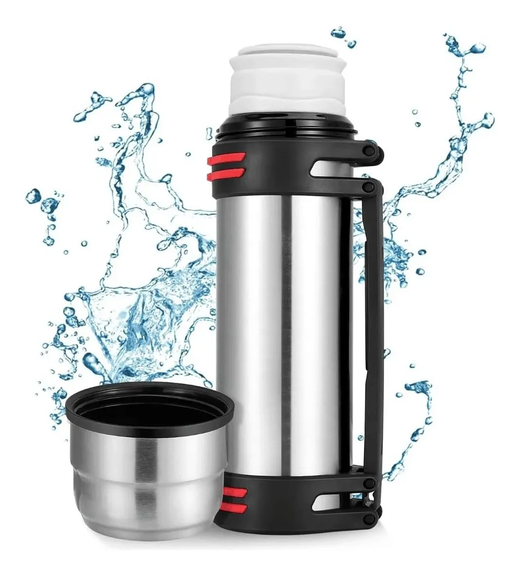 Botella de agua térmica de 1000 ml, termo grande de acero inoxidable vayotoy