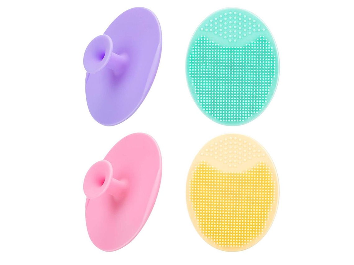 4 cepillos faciales de silicona para limpieza profunda, exfoliación y masaje para el cuidado de la piel.