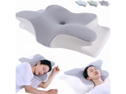Almohada Para El Cuello Ergonómica De Espuma Viscoelástica Transpirable Con Protección Para El Cuello Para Dormir (gris) Cuich