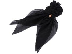 Nœud Élégant Élastique A Cabello Longs Doble Couche Avec Boucle Plateadoe Anneau Negro En Tissu Pour