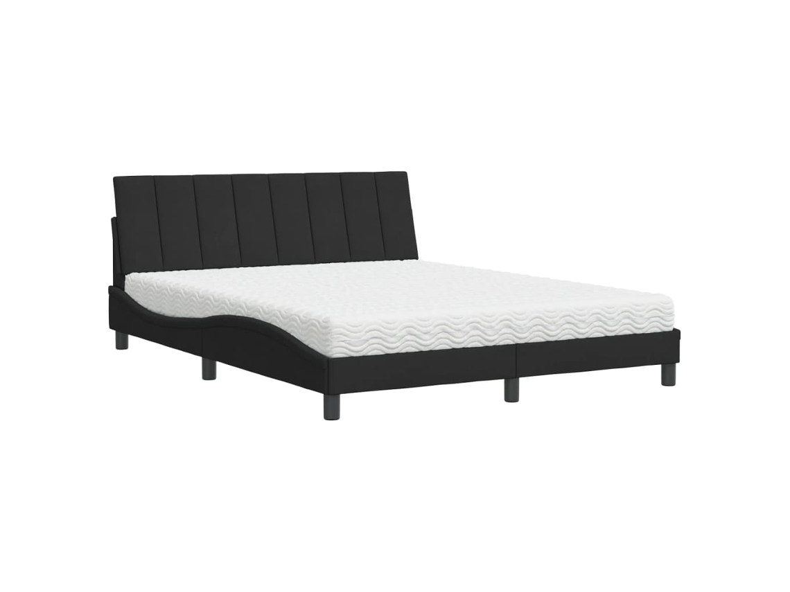 Maison Exclusive - Cama Con Colchón Hanko Terciopelo Negro 160x200 Cm