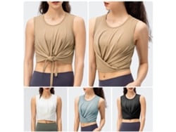 2026rebe-top Crop Sem Mangas Com Fecho Bow Para Esporte Running Yoga Fitness Camiseta Esportiva
