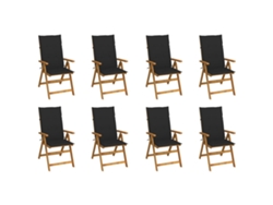 Sillas de jardín plegables DKD Home Decor de 8 piezas con cojines, madera maciza de acacia