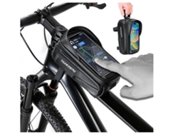 Bolsa de bicicleta impermeable de EVA para teléfonos móviles de hasta 6,8 pulgadas Zxcb240331 19zzy Negro FACPOET