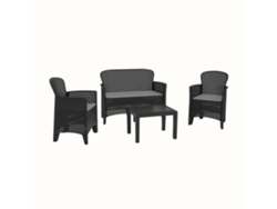 Conjunto de jardín IPAE PROGARDEN Jungle Anthracite (2 sillones + 1 sofá doble + 1 mesa auxiliar + 3 cojines)
