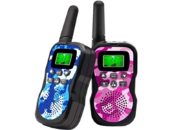 Walkie Talkie para Crianças com Tela Lcd Retroiluminada e Alcance de Lanterna de Até 3 Km Azul e Rosa GERTIZ