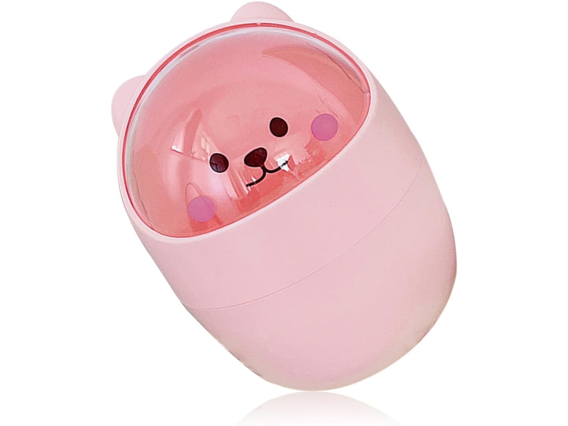 Mini Papelera De Escritorio Con Tapa De Plástico Ecológica, Pequeña Rosa Para Encimera Con Bonita