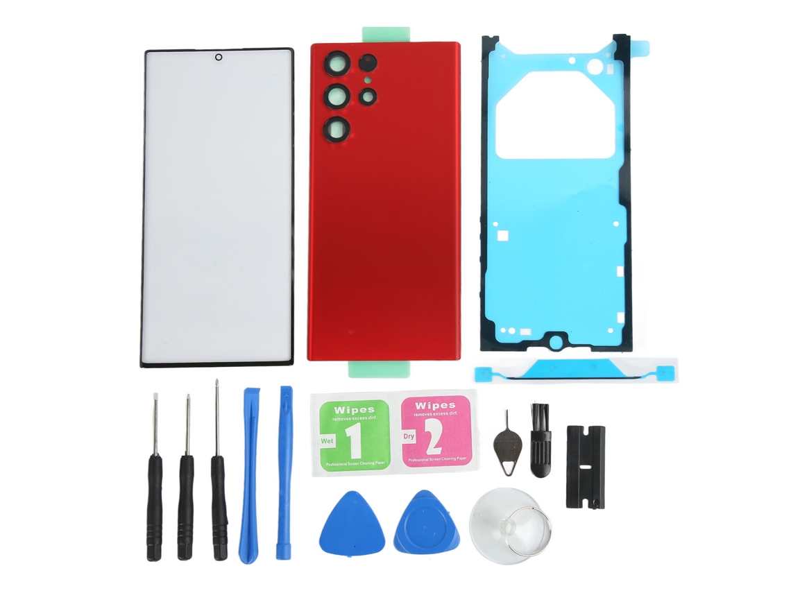 Cubierta Trasera De Cristal Y Protector De Pantalla Frontal Externo Con Herramientas Para Galaxy S22 Ultra 5g Rojo
