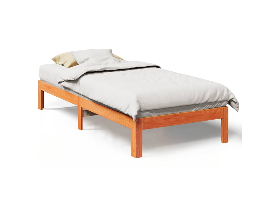 Maison Exclusive - Cama Sin Colchón Madera Maciza Pino Marrón Cera 80x200 Cm