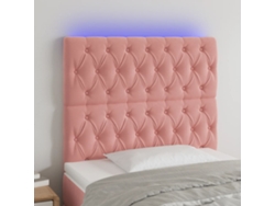Cabecero Con Luces Led Terciopelo Rosa 100x7x118/128 Cm