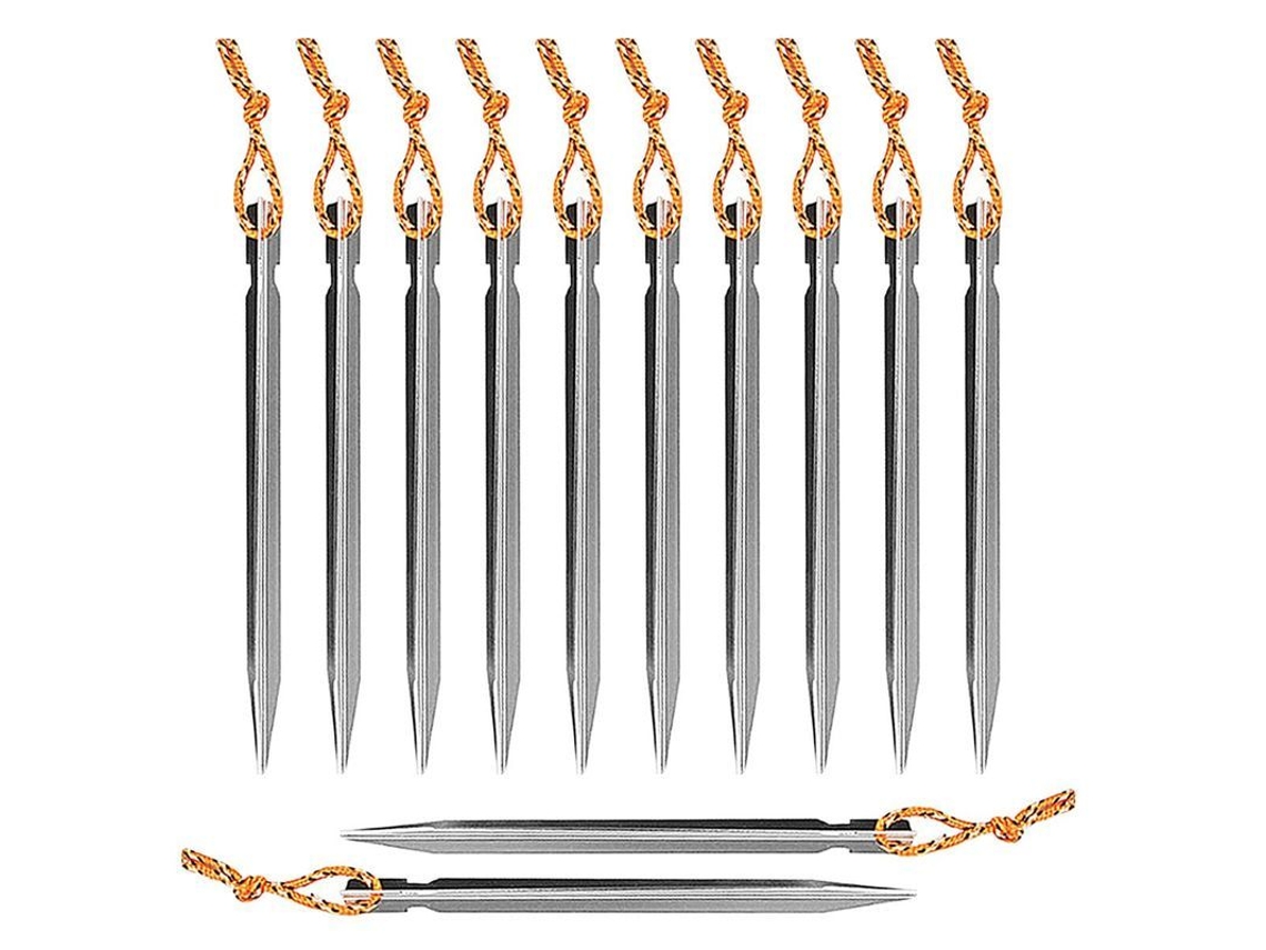 2026-Linjou Estacas para Tenda, Conjunto de 12 Peças em Alumínio Prateado, 18cm com Corda Refletora para Tendas, Toldos e Coberturas
