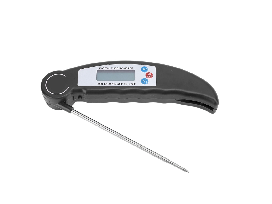 Sonda De Temperatura Digital Inalámbrica Plegable Para Barbacoa, Parrilla Y Cocina, De Acero Inoxidable Negro.