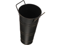 Vaso De Flores Retrô Em Ferro Preto Com Alças